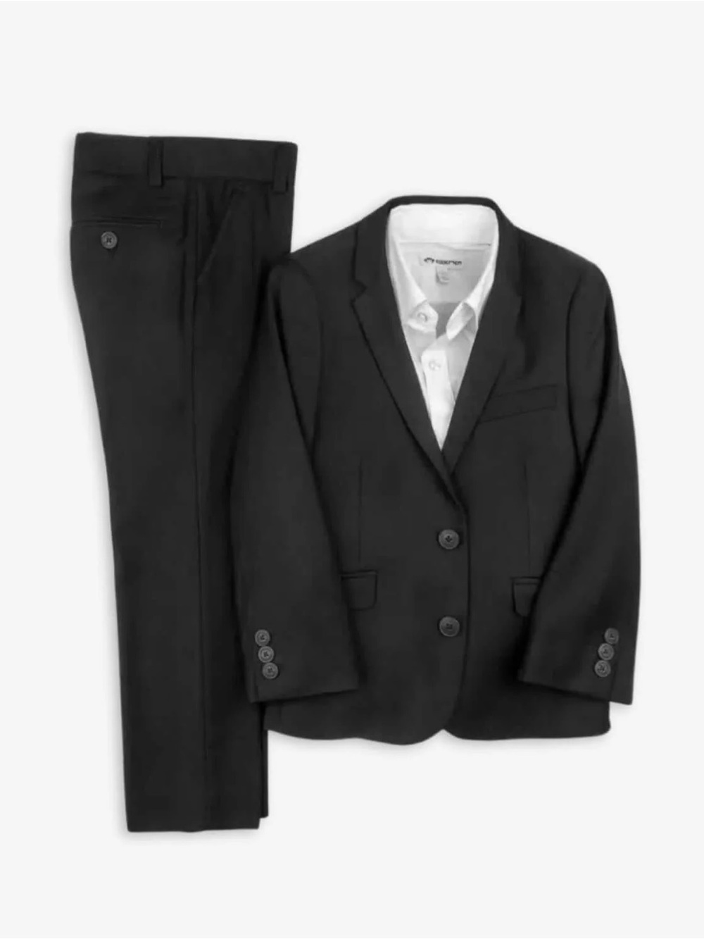 Appaman Boys Black Two-Piece Suit Jacket and Pants Set with White Button Down